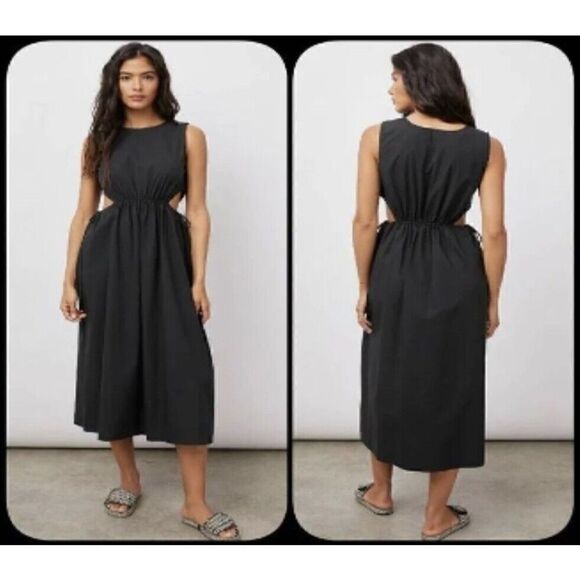 Rails Yvette Cutout Organic MIDI Black Dress Size 2X. NWT. Retails $228.00 - Picture 1 of 5
